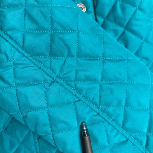 Studio Works Teal Diamond Quilted Field Jacket Coat Womens Petite Size Medium PM - Picture 10 of 12